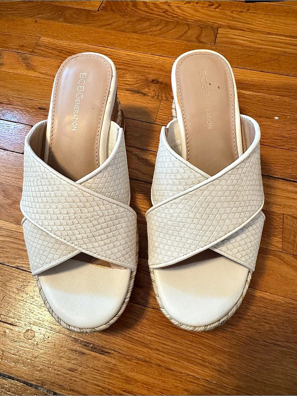 BCBGeneration Wedge Sandals in Cream